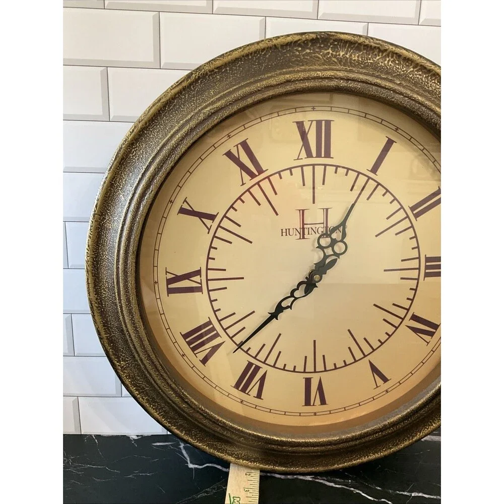 20” Wooden Deep Glass Wall Clock - Antique Style Brown Finish Wall Clock
